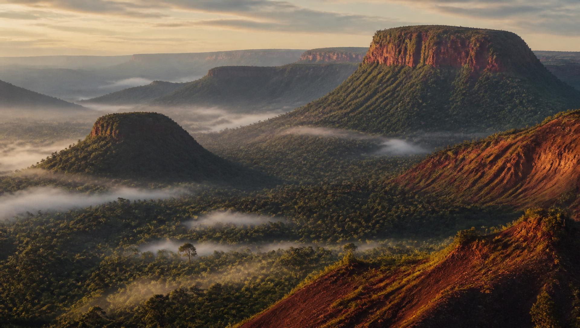 Aerial view of Brazilian frontier landscape at golden hour